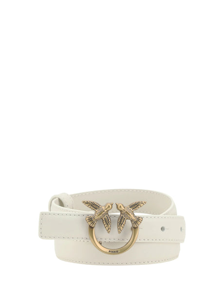 Pinko Love Berry Belt - White Seta-Antique Gold