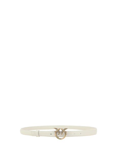 Pinko Love Berry Belt - White Seta-Antique Gold
