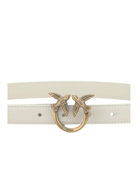 Pinko Love Berry Belt - White Seta-Antique Gold