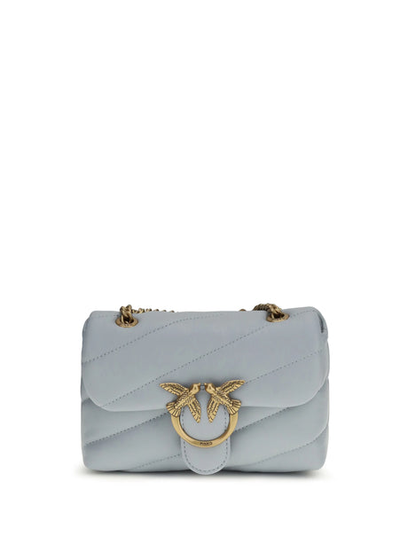Pinko Love Baby Shoulder Bag - Light Blue Sky Blue-Antique Gold