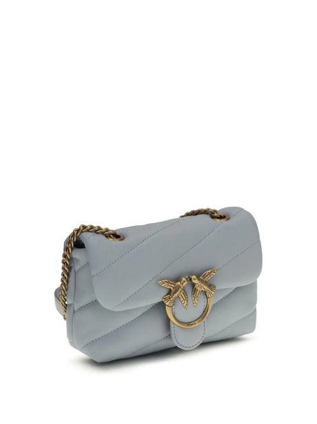 Pinko Love Baby Shoulder Bag - Light Blue Sky Blue-Antique Gold