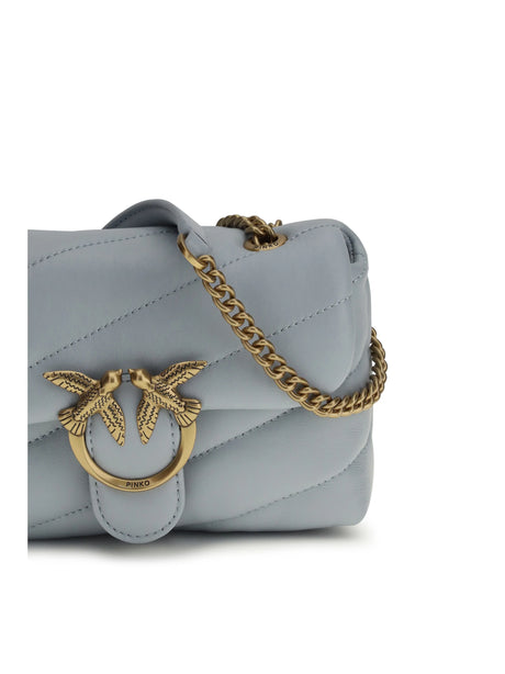 Pinko Love Baby Shoulder Bag - Light Blue Sky Blue-Antique Gold