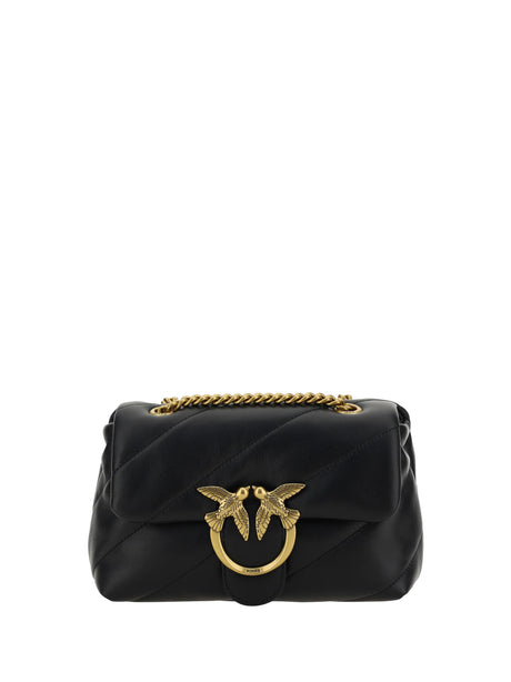 Pinko Love Mini Puff Shoulder Bag - Black-Antique Gold