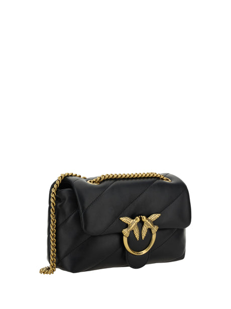 Pinko Love Mini Puff Shoulder Bag - Black-Antique Gold