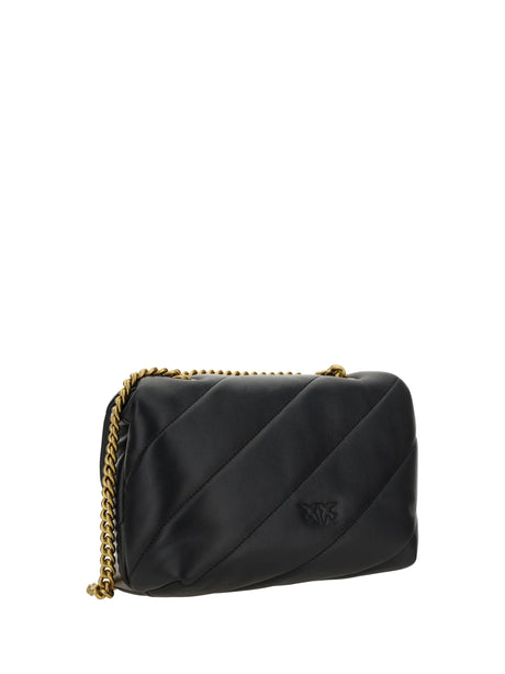 Pinko Love Mini Puff Shoulder Bag - Black-Antique Gold
