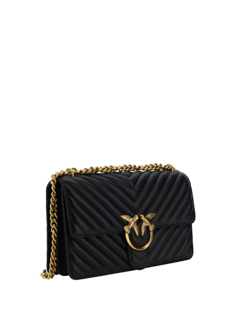 Pinko Love One Classic Shoulder Bag - Black-Antique Gold
