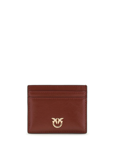Pinko Shiny leather Card Holder - Red Dark-Gold Mordore'