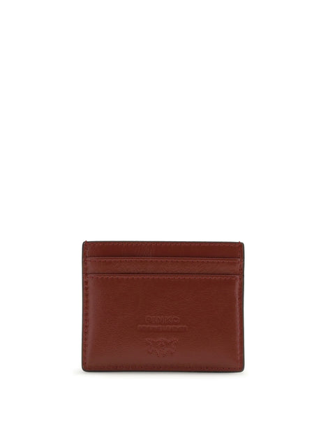 Pinko Shiny leather Card Holder - Red Dark-Gold Mordore'