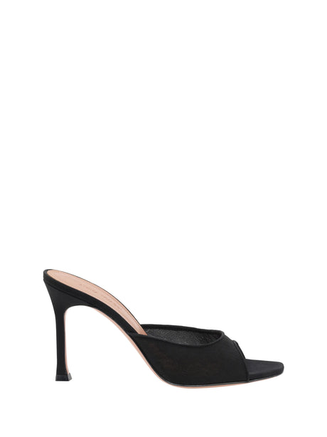 Amina Muaddi Alexa Slipper Sandals - Black