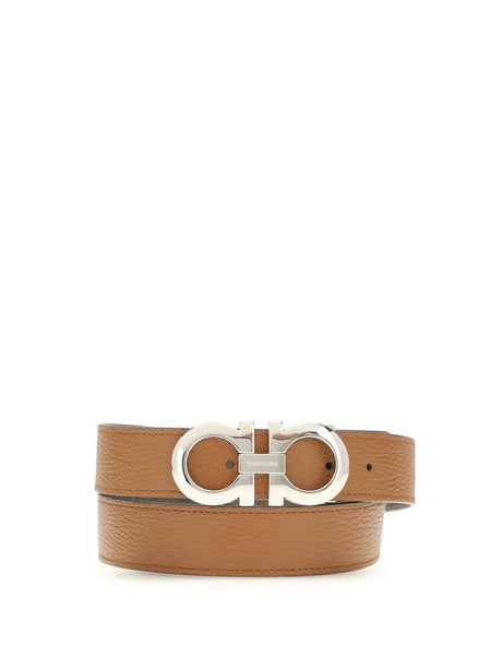 Ferragamo Reversible and adjustable Gancini Belt - Natural Rst