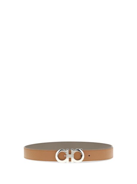 Ferragamo Reversible and adjustable Gancini Belt - Natural Rst