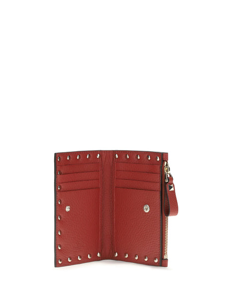 Valentino Garavani Rockstud animalier Coin Purse - White-Testa Di Moro/Red V