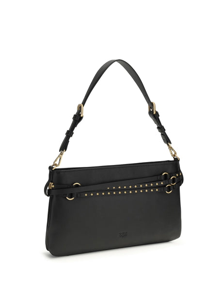Pinko Leather Shoulder Bag - Black-Antique Gold