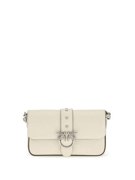 Pinko Baby Love Shoulder Bag - White Seta-Old Silver