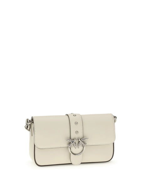 Pinko Baby Love Shoulder Bag - White Seta-Old Silver