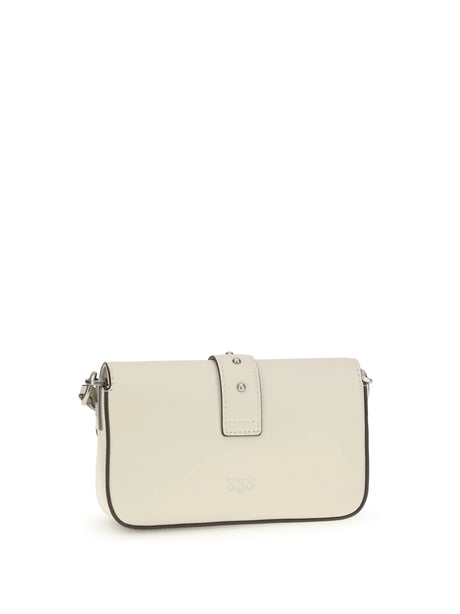 Pinko Baby Love Shoulder Bag - White Seta-Old Silver