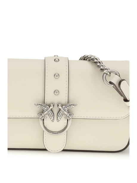 Pinko Baby Love Shoulder Bag - White Seta-Old Silver