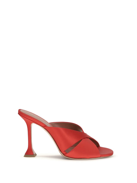 Amina Muaddi Salma satin Sandals - Red
