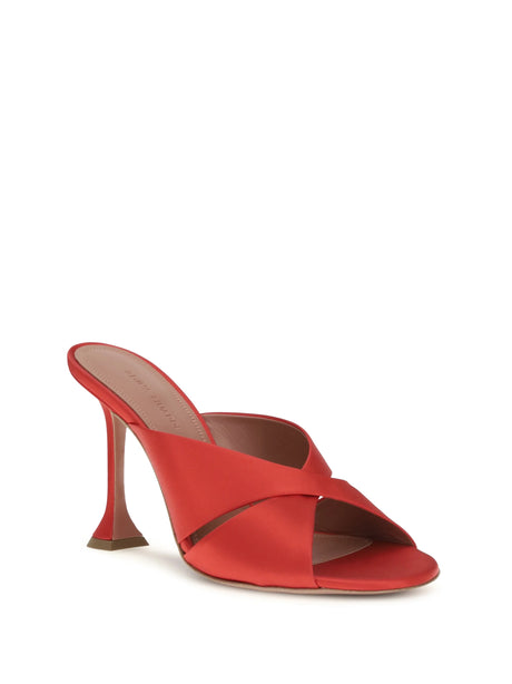 Amina Muaddi Salma satin Sandals - Red