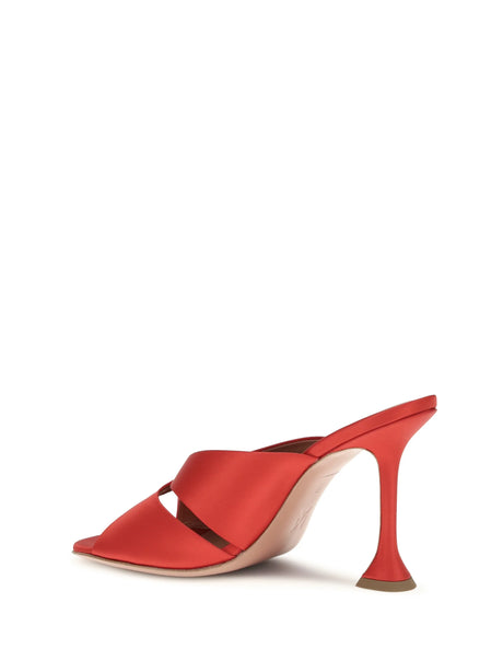 Amina Muaddi Salma satin Sandals - Red