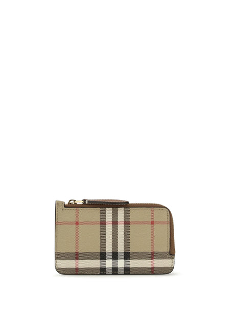 Burberry Check Card Holder with zipper - Vntg Chk/Briar Brown