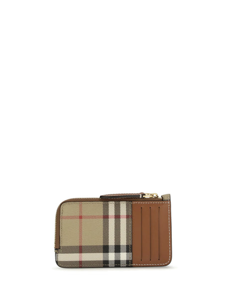 Burberry Check Card Holder with zipper - Vntg Chk/Briar Brown