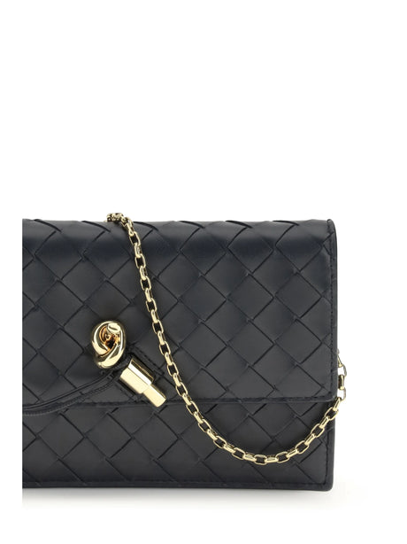 Bottega Veneta Andiamo Pouch on Chain - Midnight-Muse Brass