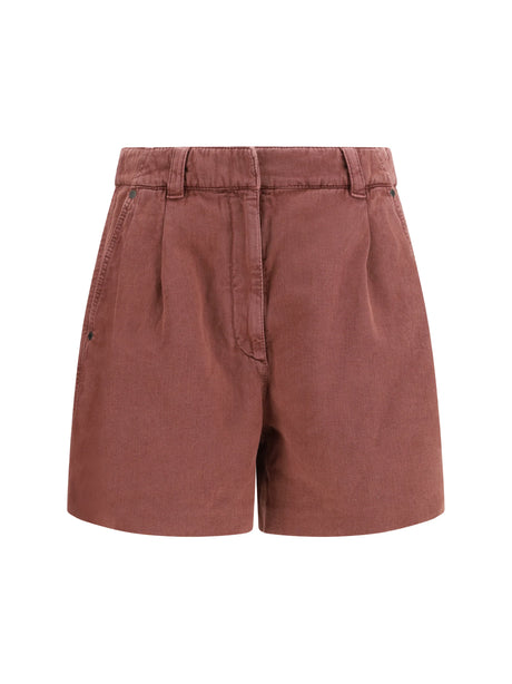 Brunello Cucinelli Linen Shorts - Red Pear
