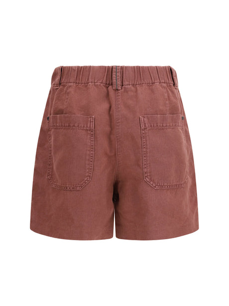 Brunello Cucinelli Linen Shorts - Red Pear
