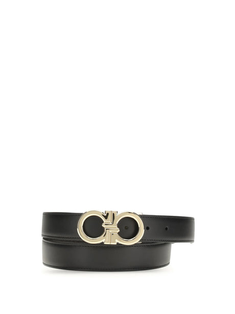 Ferragamo Reversible and adjustable Gancini Belt - Black