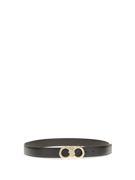 Ferragamo Reversible and adjustable Gancini Belt - Black