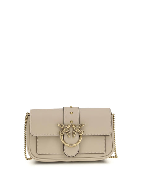 Pinko Love One Shoulder Bag - Beige-Grey Smoke-Antique Gold