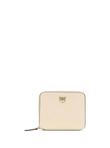Pinko Leather zip-around Wallet - Beige-Grey Smoke-Antique Gold