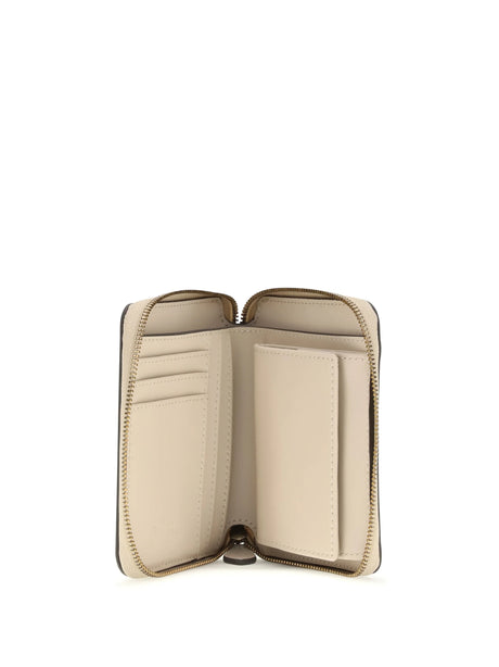 Pinko Leather zip-around Wallet - Beige-Grey Smoke-Antique Gold