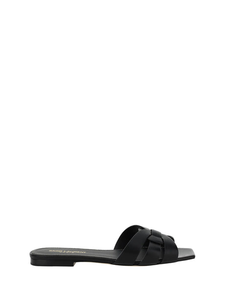 Saint Laurent Leather Sandals - Black
