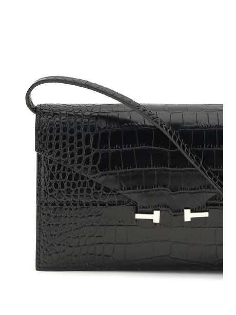 Tom Ford Crocodile Print Shoulder Bag - Black