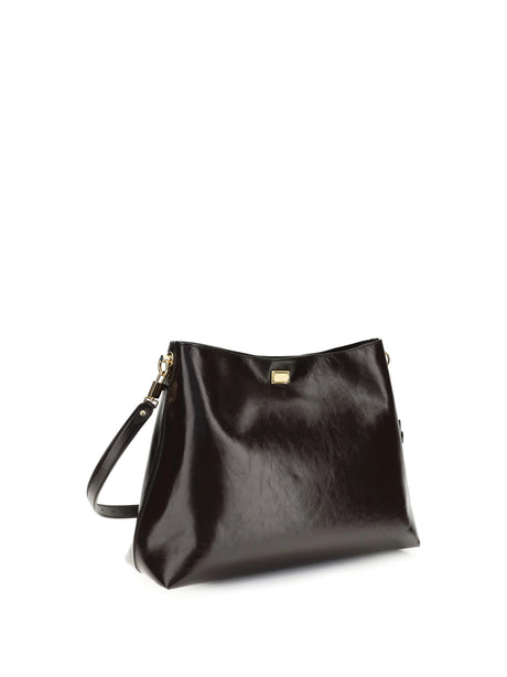 Dolce & Gabbana Large Vittoria leather Shoulder Bag - Cioccolato