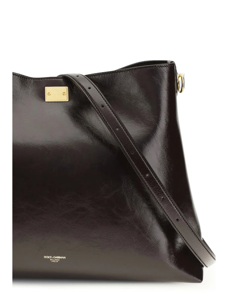 Dolce & Gabbana Large Vittoria leather Shoulder Bag - Cioccolato