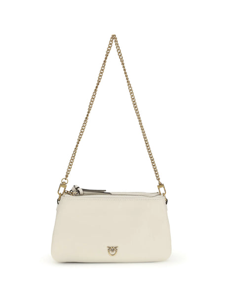 Pinko Mini Double Bag - White Seta-Antique Gold