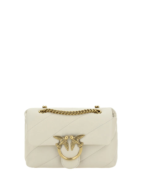 Pinko Love Mini Puff Shoulder Bag - White Seta-Antique Gold