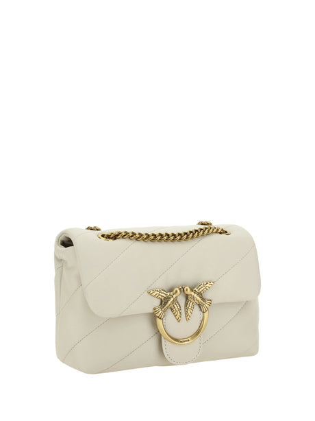 Pinko Love Mini Puff Shoulder Bag - White Seta-Antique Gold