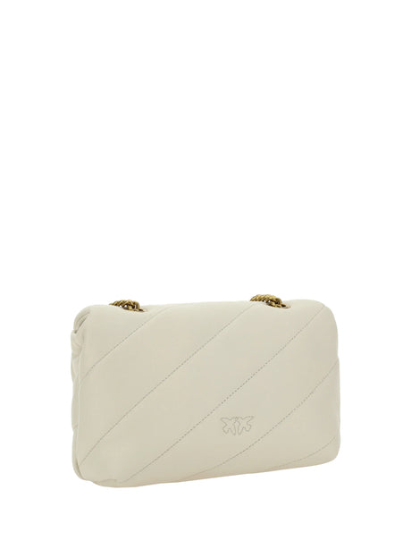 Pinko Love Mini Puff Shoulder Bag - White Seta-Antique Gold