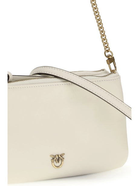 Pinko Mini Double Bag - White Seta-Antique Gold