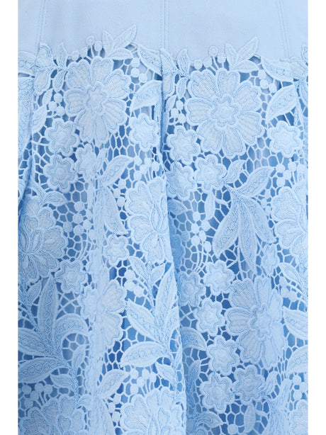 Self-Portrait Crepe mini Dress with lace detailing - Blue