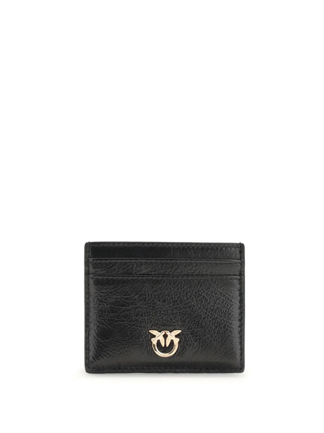 Pinko Shiny leather Card Holder - Black Limousine-Gold