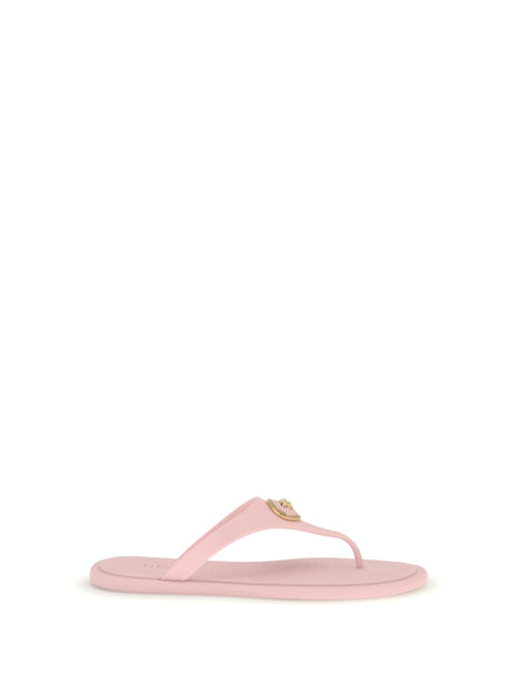 Versace Rubber Thong Sandals - Pastel Pink Versace Gold