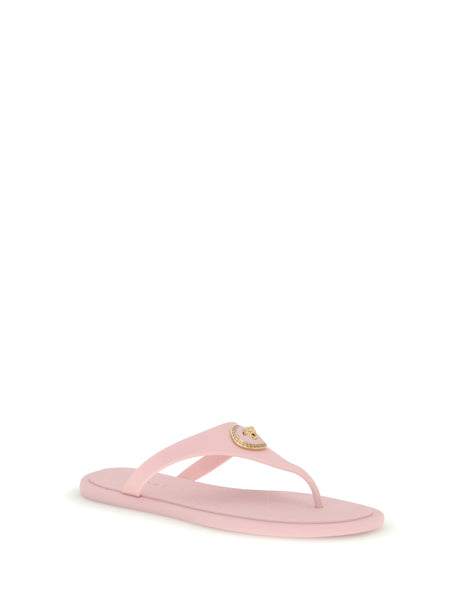 Versace Rubber Thong Sandals - Pastel Pink Versace Gold