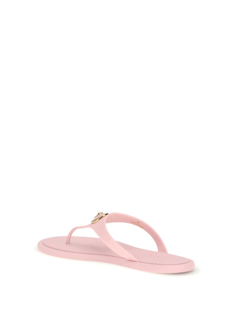 Versace Rubber Thong Sandals - Pastel Pink Versace Gold
