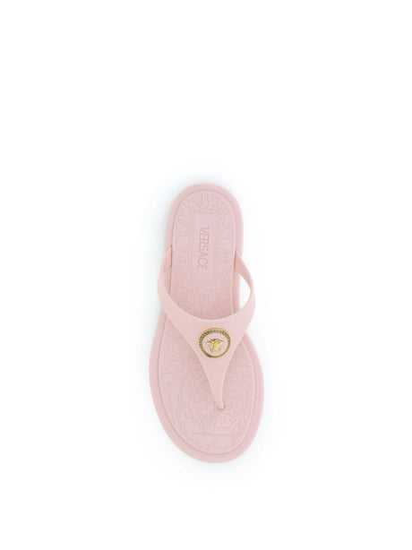 Versace Rubber Thong Sandals - Pastel Pink Versace Gold
