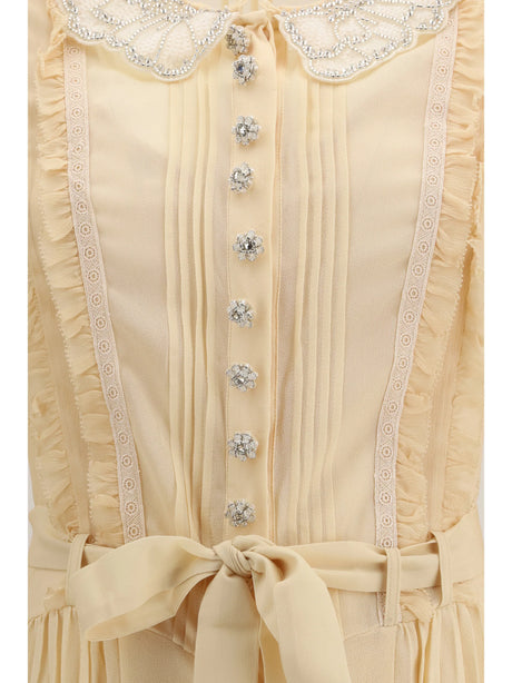 Self-Portrait Pleated georgette mini Dress - Tan